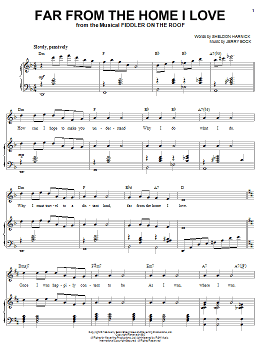 Joan Frey Boytim Far From The Home I Love sheet music notes and chords arranged for Piano & Vocal