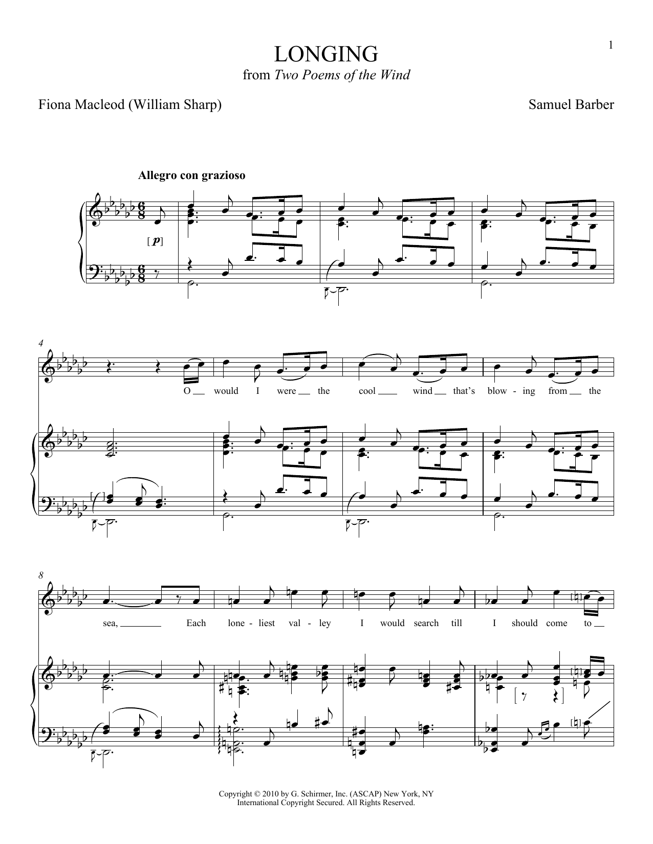 Joan Frey Boytim Longing sheet music notes and chords arranged for Piano & Vocal