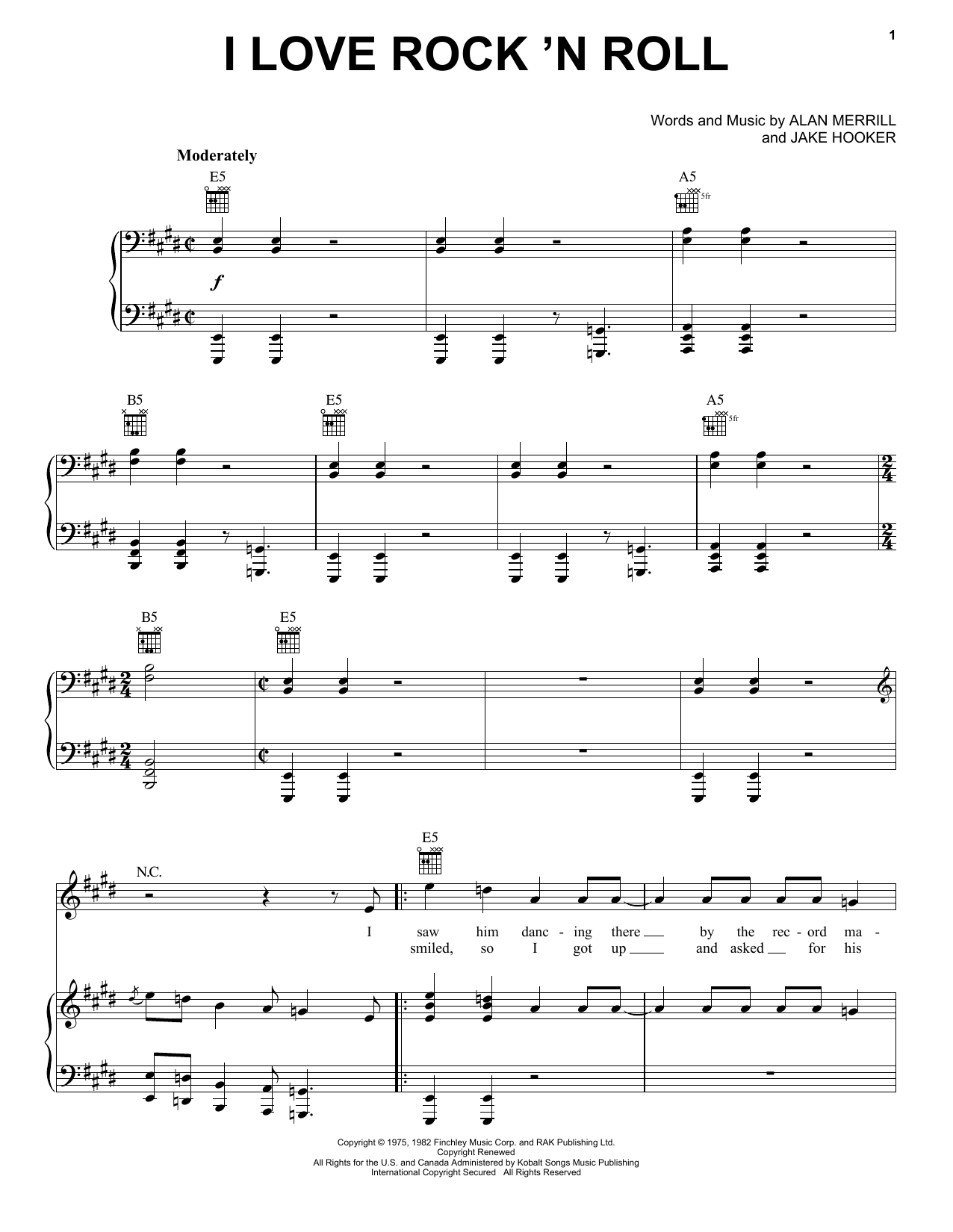 Joan Jett & The Blackhearts I Love Rock 'N Roll sheet music notes and chords arranged for Guitar Tab (Single Guitar)