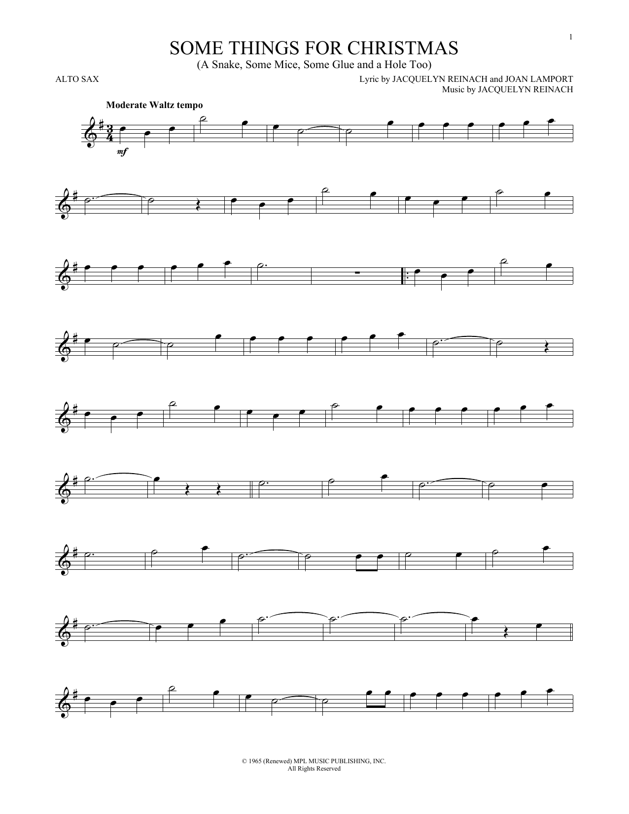 Joan Lamport Some Things For Christmas (A Snake, Some Mice, Some Glue And A Hole Too) sheet music notes and chords arranged for Cello Solo