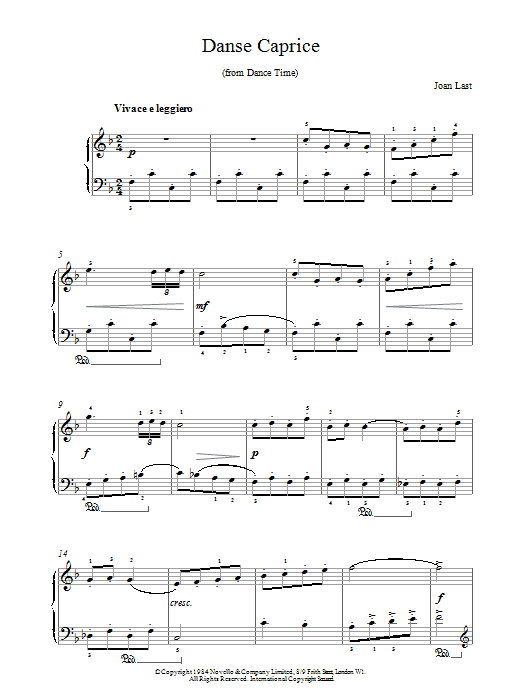 Joan Last Danse Caprice sheet music notes and chords. Download Printable PDF.