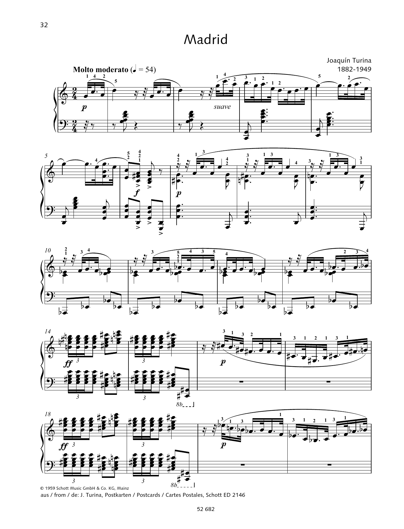 Joaquín Turina Madrid sheet music notes and chords arranged for Piano Solo