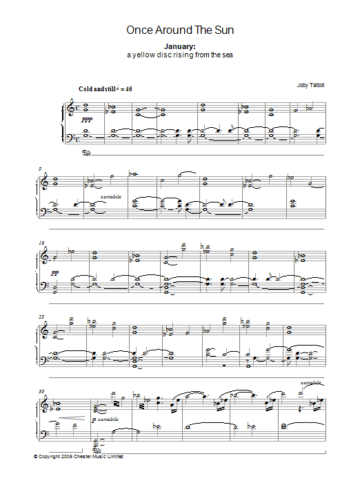 Joby Talbot January (from Once Around The Sun) sheet music notes and chords arranged for Piano Solo