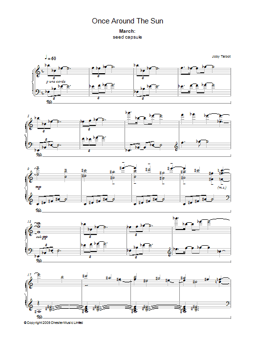 Joby Talbot March (from Once Around The Sun) sheet music notes and chords arranged for Piano Solo
