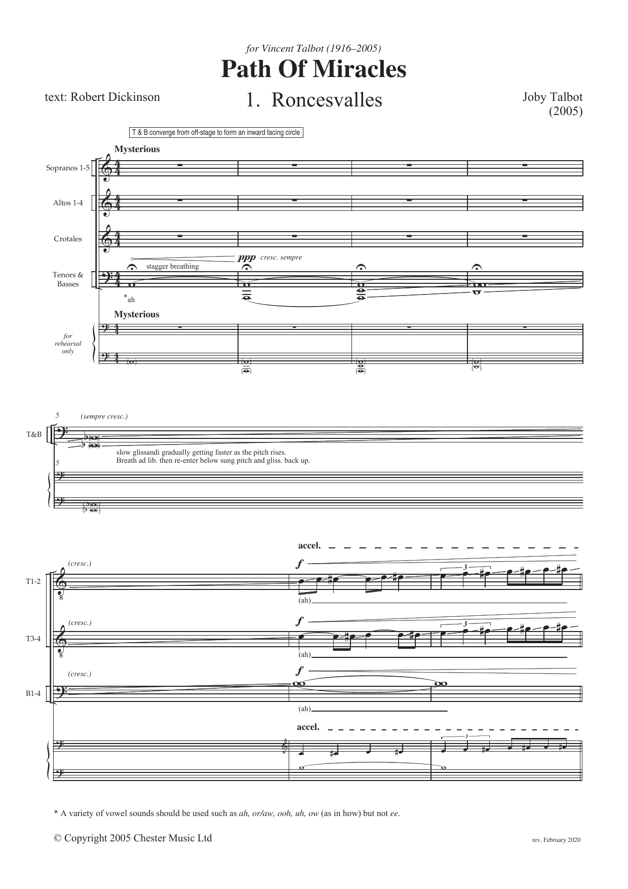 Joby Talbot Roncesvalles (from Path of Miracles) sheet music notes and chords arranged for Choir