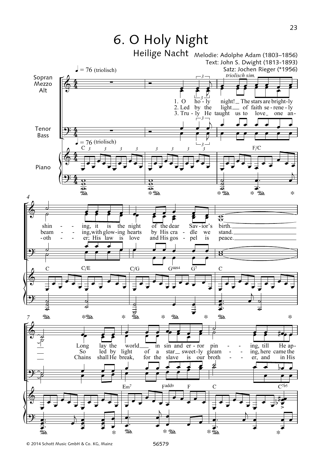 Jochen Rieger O Holy Night sheet music notes and chords arranged for Choir