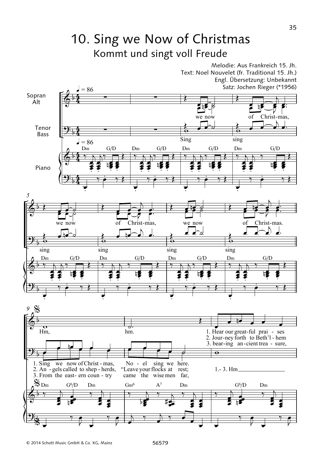 Jochen Rieger Sing We Now of Christmas sheet music notes and chords arranged for Choir
