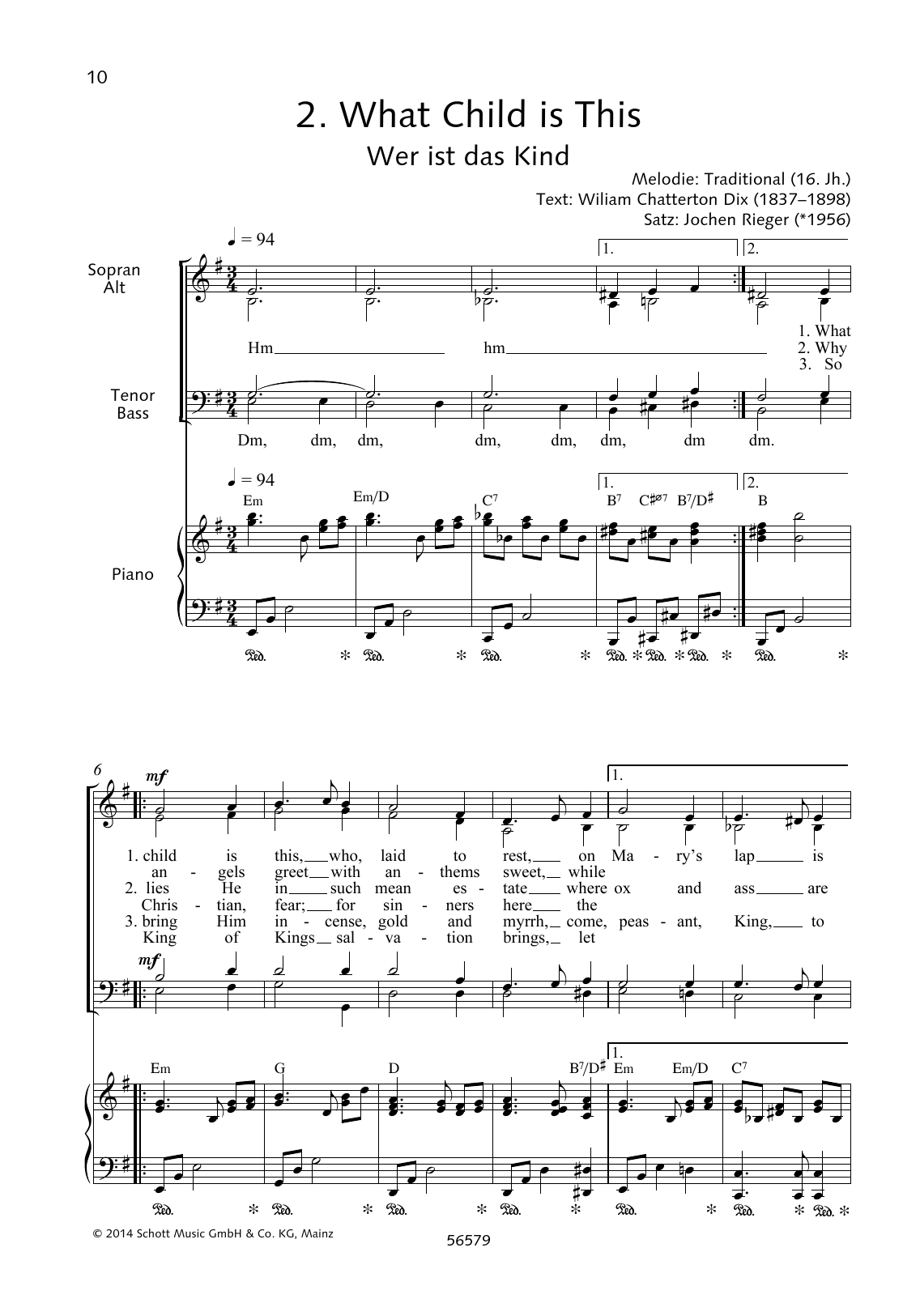 Jochen Rieger What Child Is This sheet music notes and chords arranged for SATB Choir