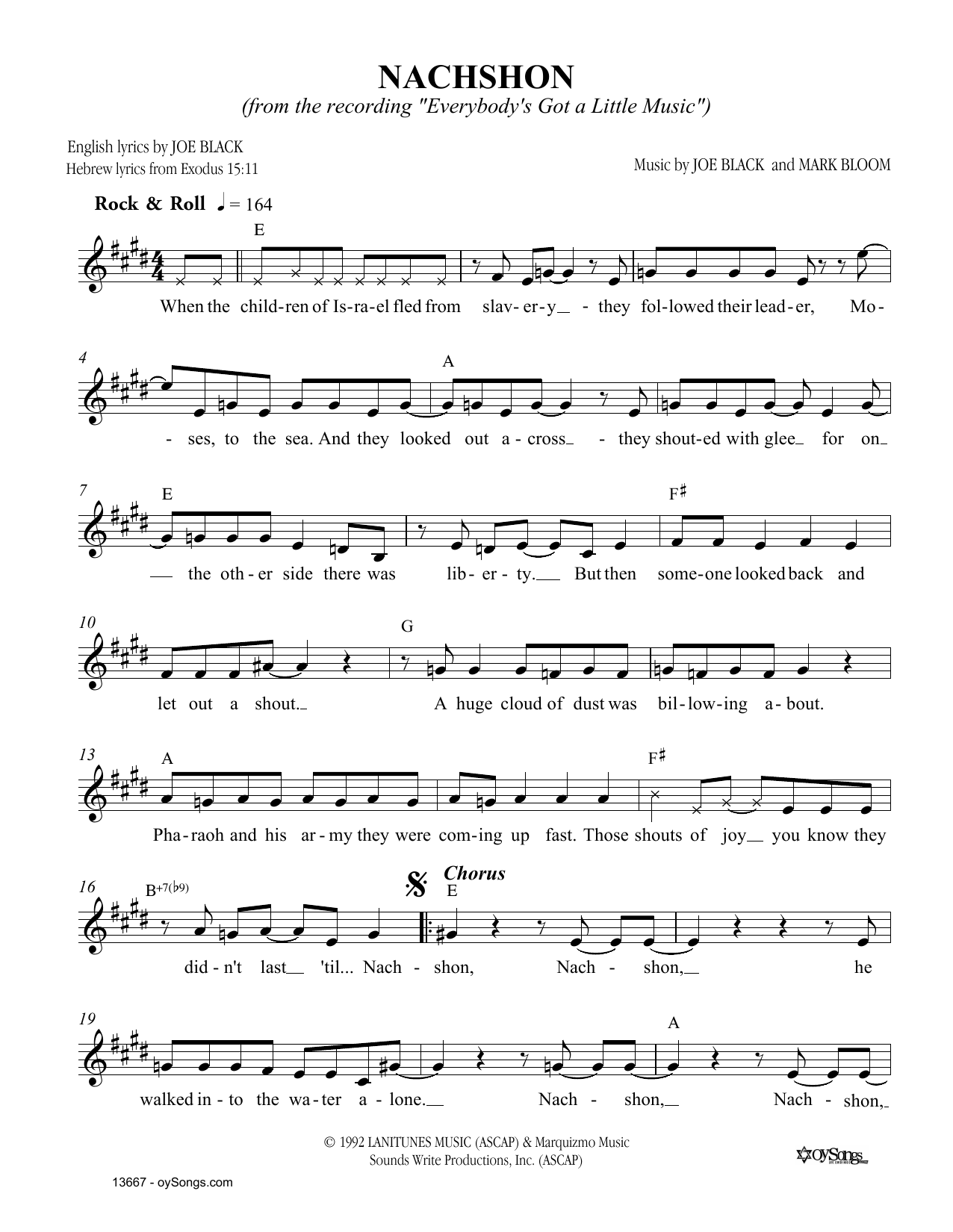 Joe Black Nachshon sheet music notes and chords arranged for Lead Sheet / Fake Book