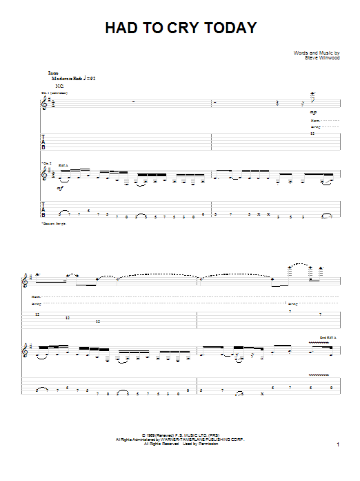 Joe Bonamassa Had To Cry Today sheet music notes and chords arranged for Guitar Tab