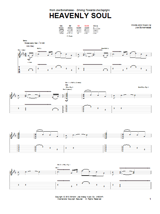 Joe Bonamassa Heavenly Soul sheet music notes and chords arranged for Guitar Tab
