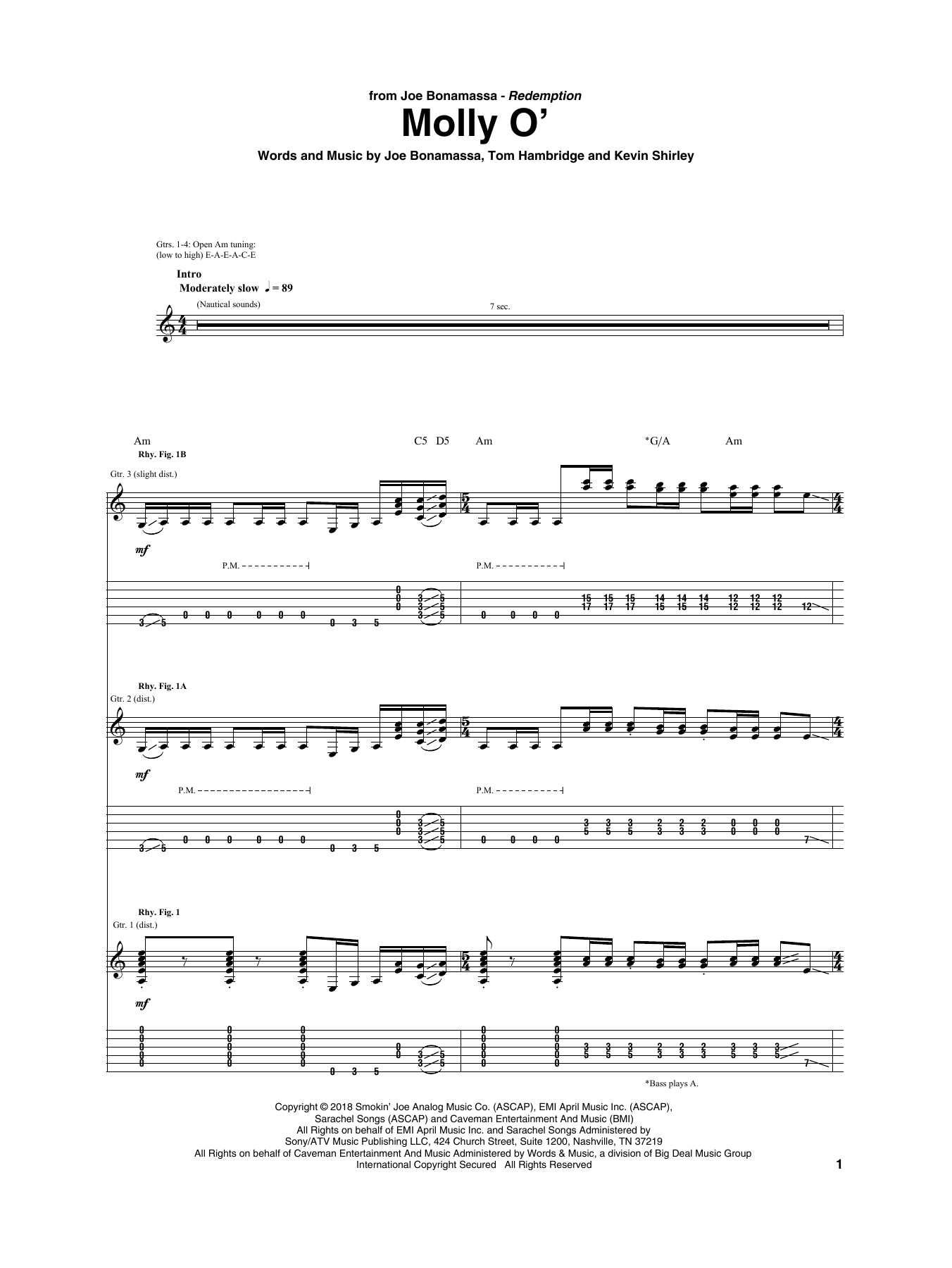 Joe Bonamassa Molly O' sheet music notes and chords arranged for Guitar Tab