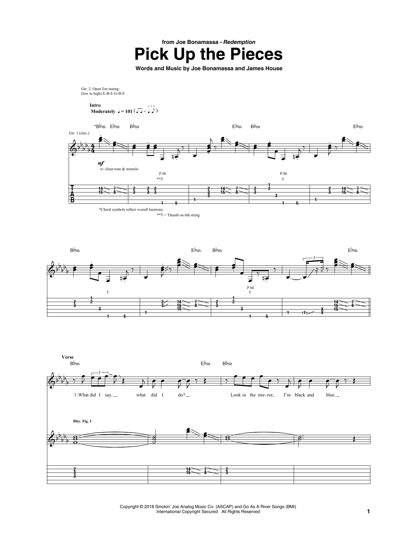 Joe Bonamassa Pick Up The Pieces sheet music notes and chords arranged for Guitar Tab