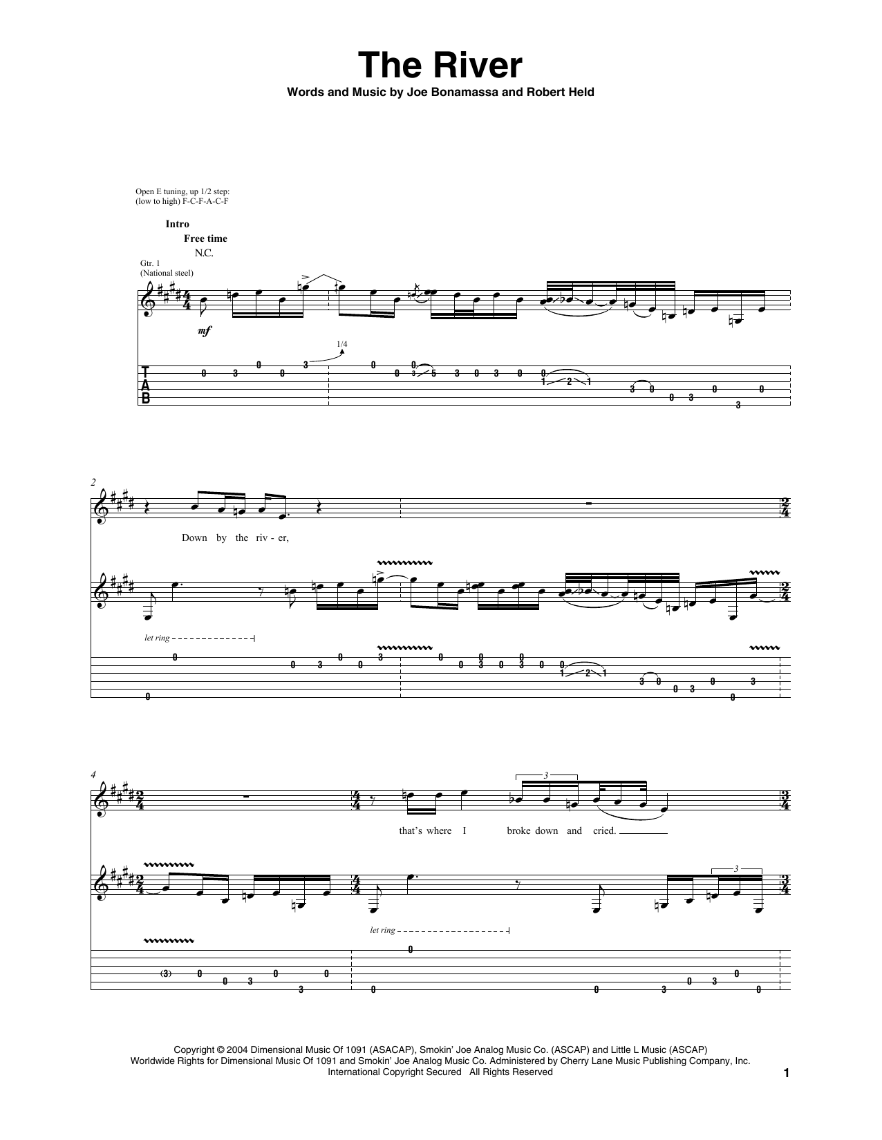 Joe Bonamassa The River sheet music notes and chords arranged for Guitar Tab