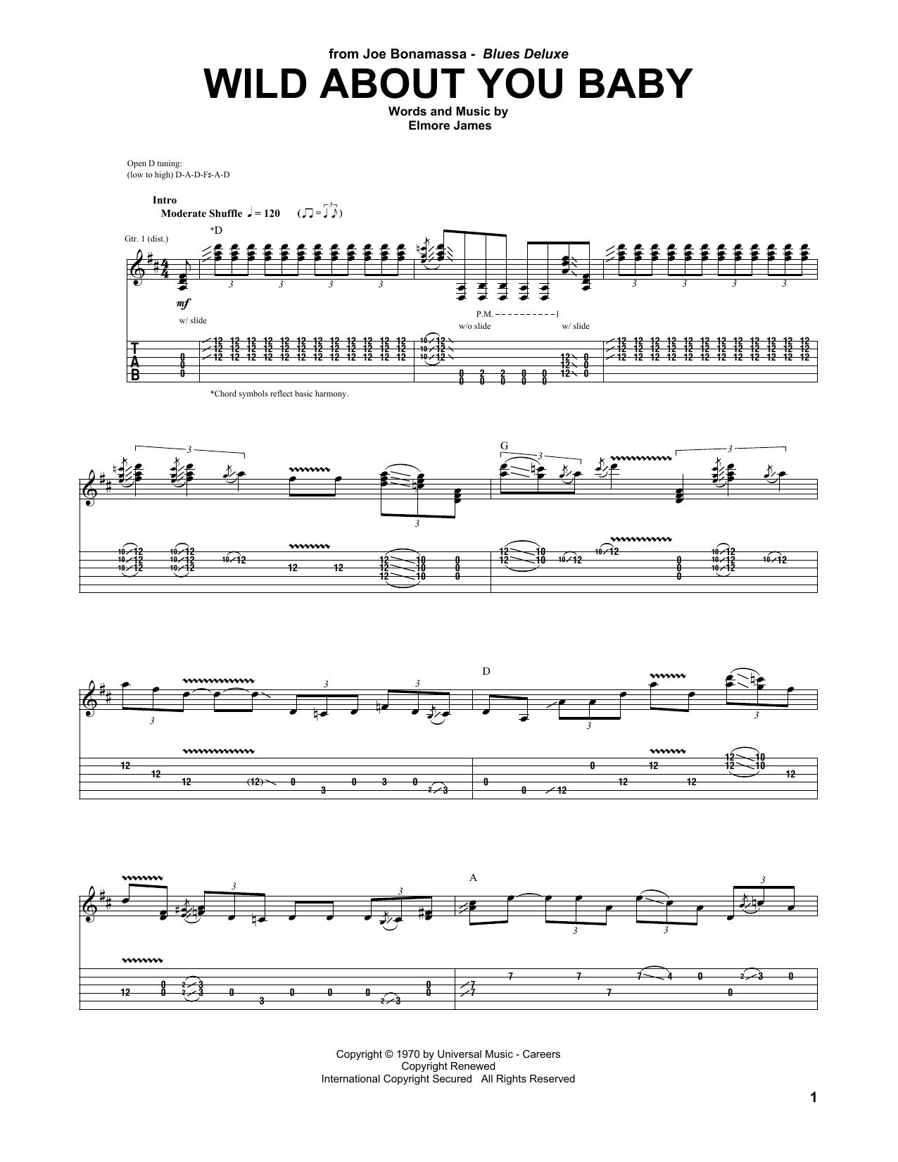 Joe Bonamassa Wild About You Baby sheet music notes and chords arranged for Guitar Tab
