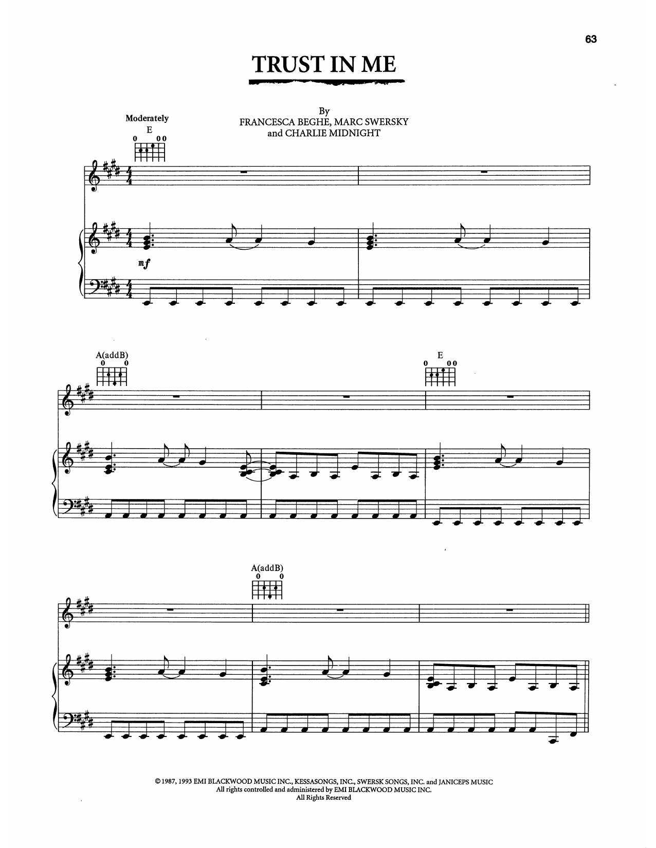 Joe Cocker feat. Sass Jordan Trust In Me (from The Bodyguard) sheet music notes and chords arranged for Piano, Vocal & Guitar Chords (Right-Hand Melody)