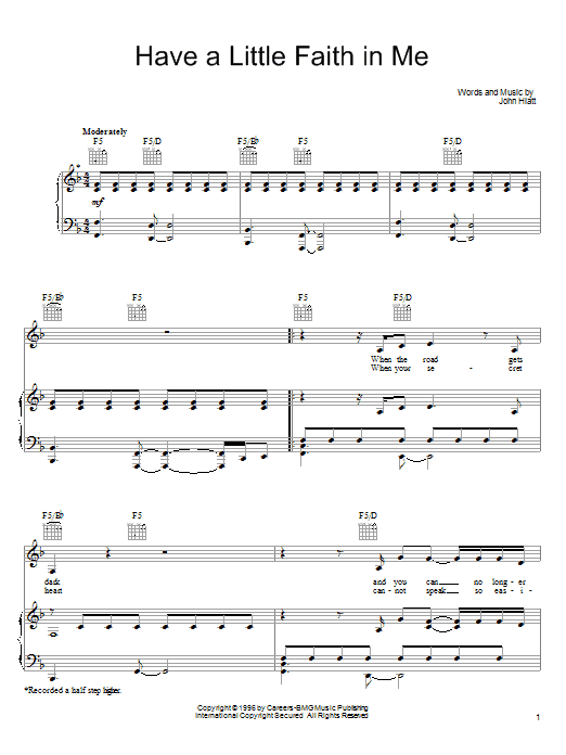 Joe Cocker Have A Little Faith In Me sheet music notes and chords arranged for Guitar Chords/Lyrics