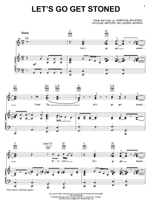 Joe Cocker Let's Go Get Stoned sheet music notes and chords arranged for Piano, Vocal & Guitar Chords (Right-Hand Melody)