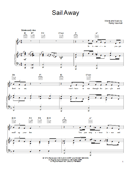 Joe Cocker Sail Away sheet music notes and chords arranged for Piano, Vocal & Guitar Chords (Right-Hand Melody)