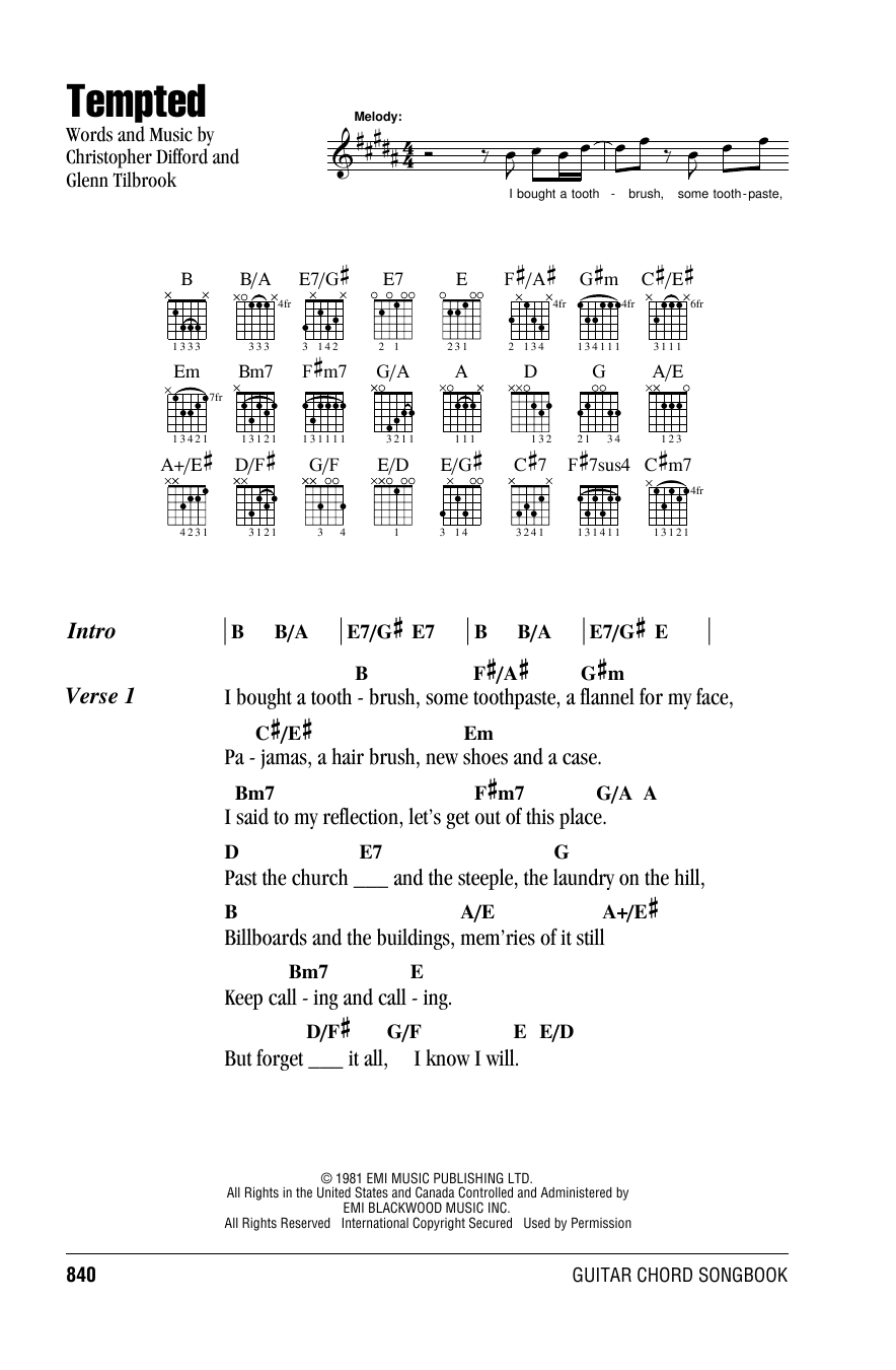 Joe Cocker Tempted sheet music notes and chords arranged for Keyboard Transcription