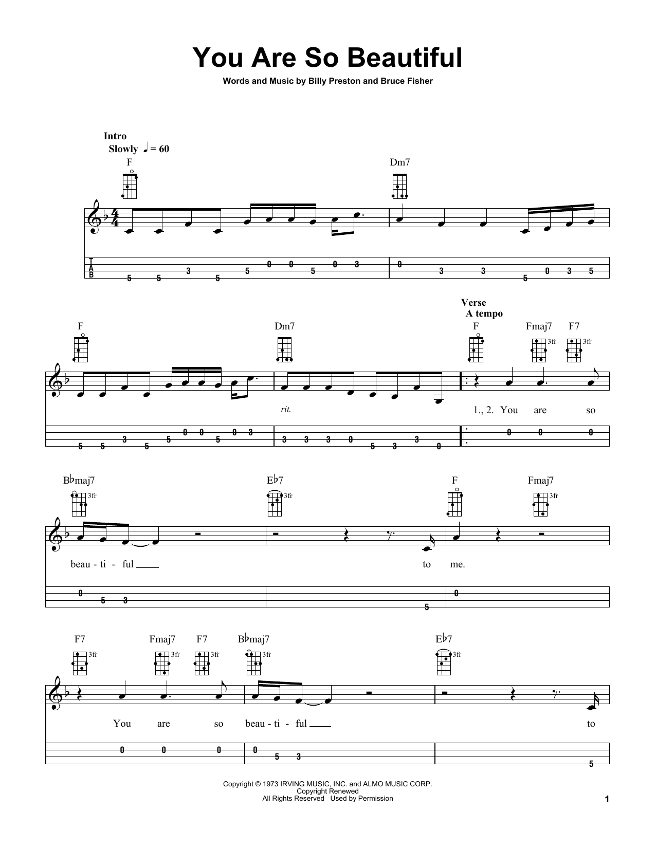 Joe Cocker You Are So Beautiful (arr. Bobby Westfall) sheet music notes and chords arranged for Mandolin