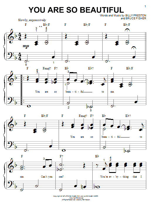 Joe Cocker You Are So Beautiful sheet music notes and chords arranged for Clarinet Duet