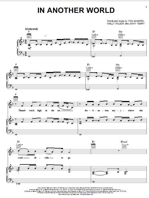 Joe Diffie In Another World sheet music notes and chords arranged for Piano, Vocal & Guitar Chords (Right-Hand Melody)