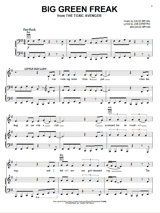 Joe DiPietro Big Green Freak sheet music notes and chords arranged for Piano, Vocal & Guitar Chords (Right-Hand Melody)