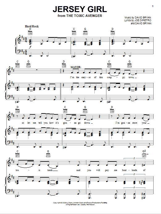 Joe DiPietro Jersey Girl sheet music notes and chords arranged for Piano, Vocal & Guitar Chords (Right-Hand Melody)
