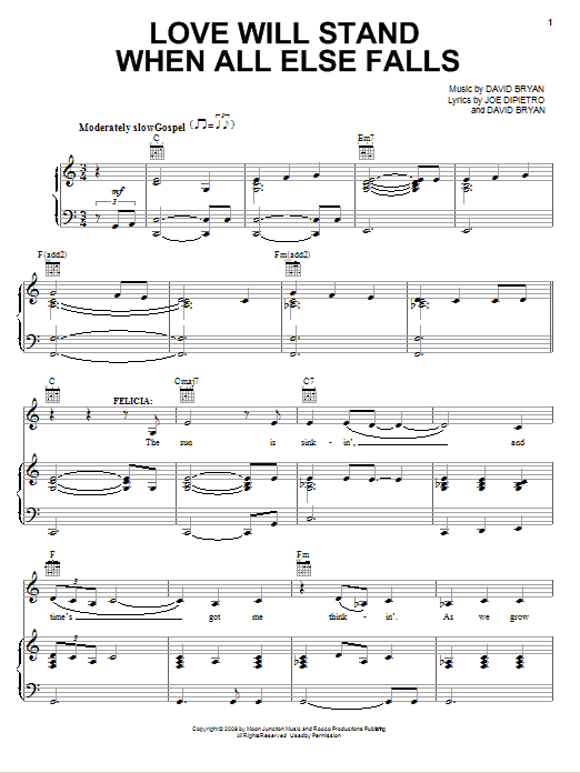 Joe DiPietro Love Will Stand When All Else Falls sheet music notes and chords arranged for Piano, Vocal & Guitar Chords (Right-Hand Melody)