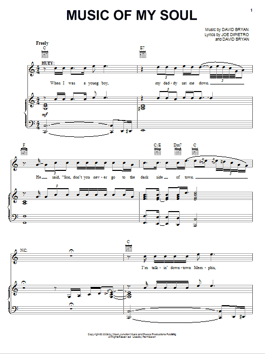 Joe DiPietro Music Of My Soul sheet music notes and chords arranged for Piano, Vocal & Guitar Chords (Right-Hand Melody)