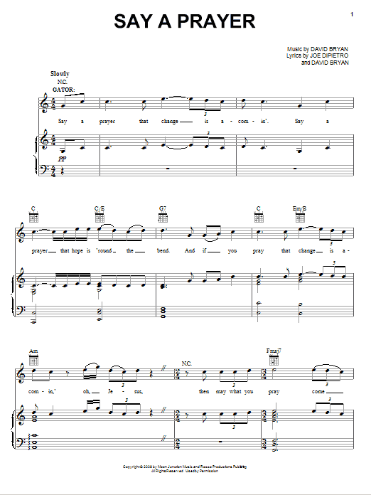 Joe DiPietro Say A Prayer sheet music notes and chords arranged for Piano, Vocal & Guitar Chords (Right-Hand Melody)