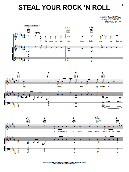 Joe DiPietro Steal Your Rock 'N Roll sheet music notes and chords arranged for Piano, Vocal & Guitar Chords (Right-Hand Melody)