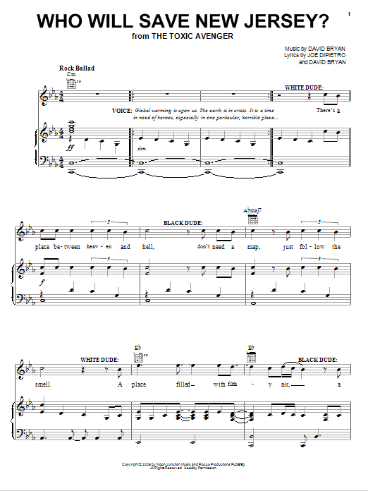 Joe DiPietro Who Will Save New Jersey? sheet music notes and chords arranged for Piano, Vocal & Guitar Chords (Right-Hand Melody)