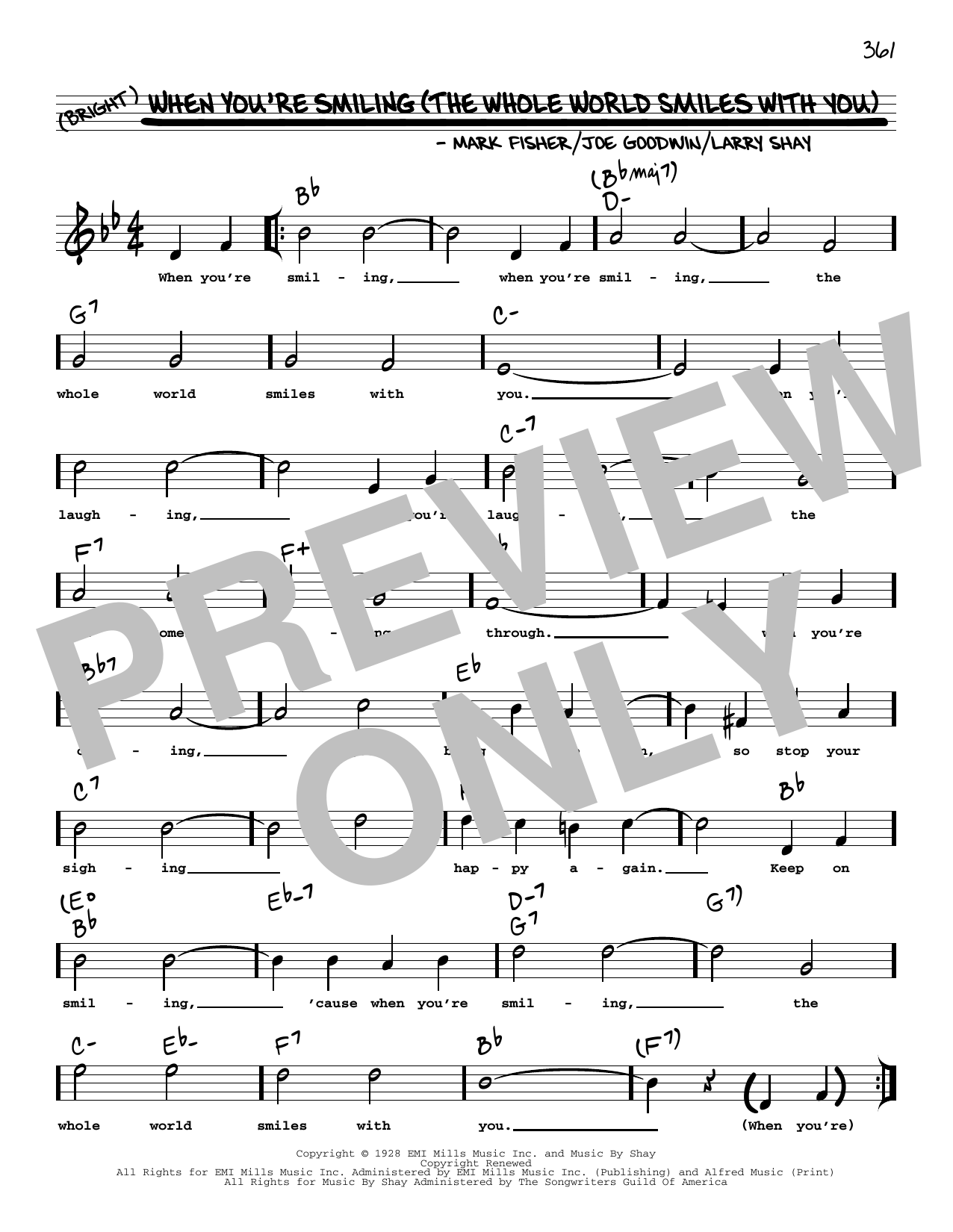 Joe Goodwin When You're Smiling (The Whole World Smiles With You) (arr. Robert Rawlins) sheet music notes and chords arranged for Real Book – Melody, Lyrics & Chords