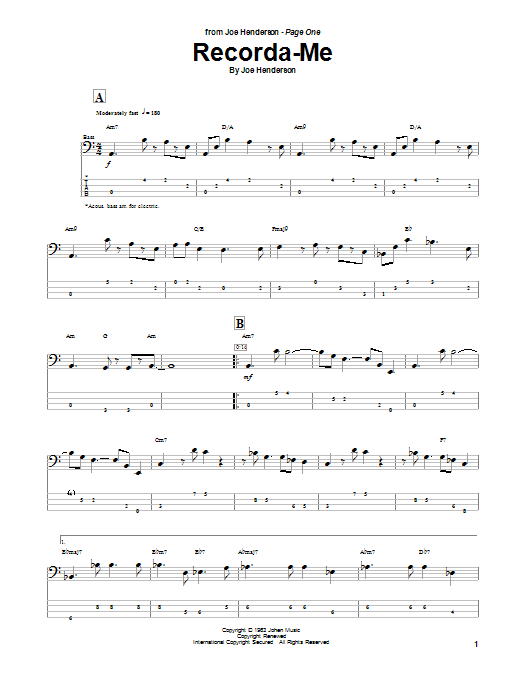 Joe Henderson Recorda Me sheet music notes and chords arranged for Tenor Sax Transcription