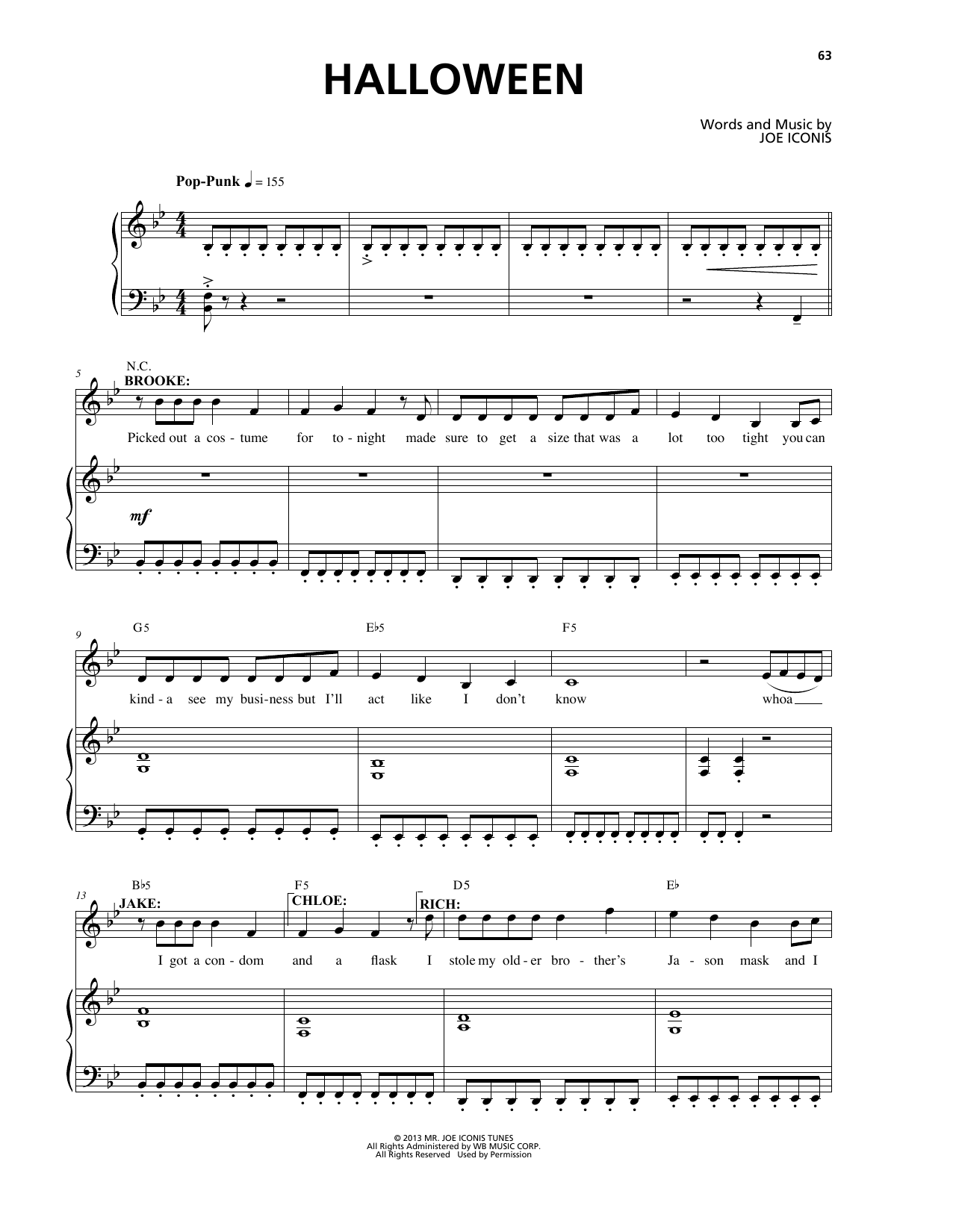Joe Iconis Halloween (from Be More Chill) sheet music notes and chords arranged for Piano & Vocal