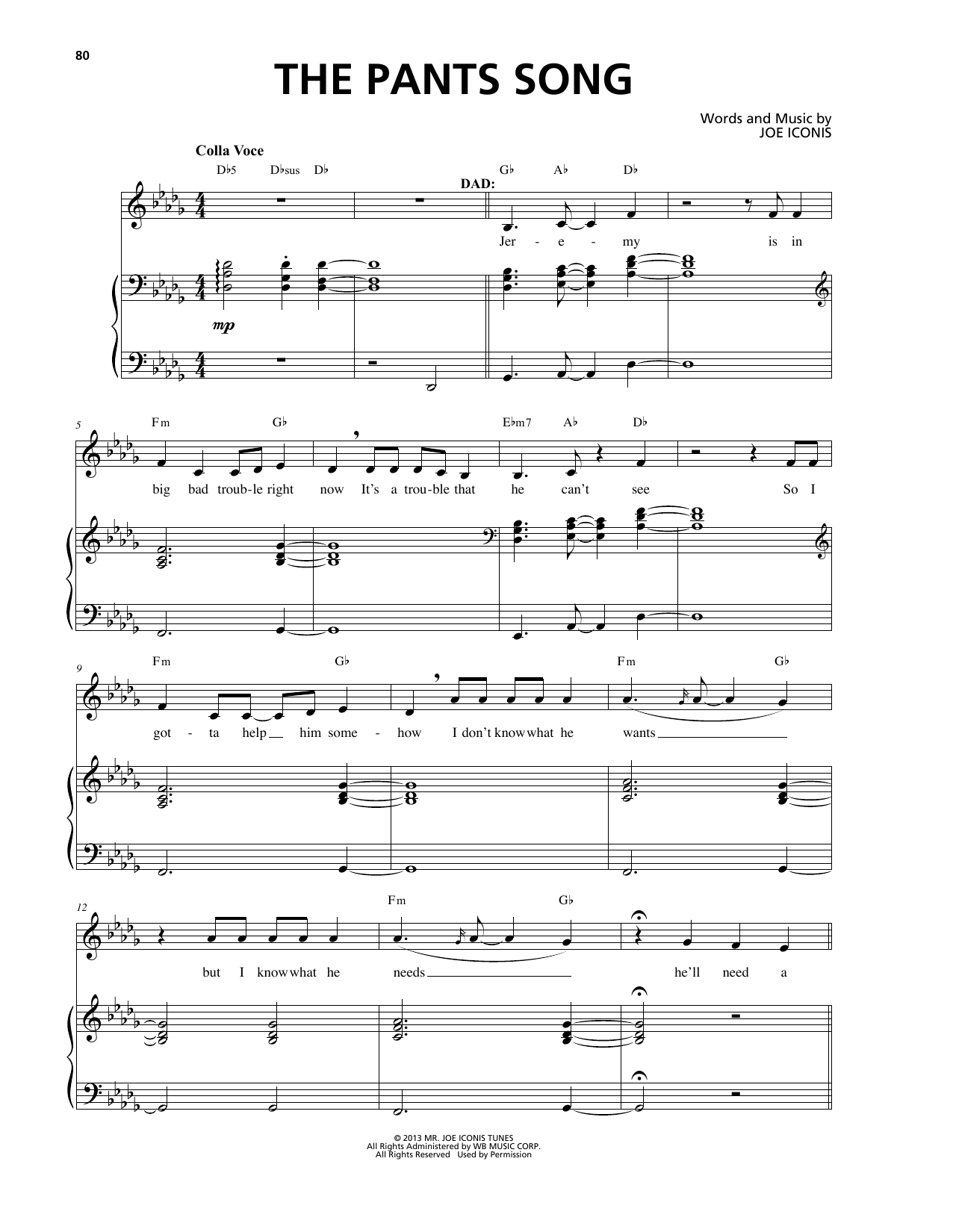 Joe Iconis The Pants Song (from Be More Chill) sheet music notes and chords arranged for Piano & Vocal