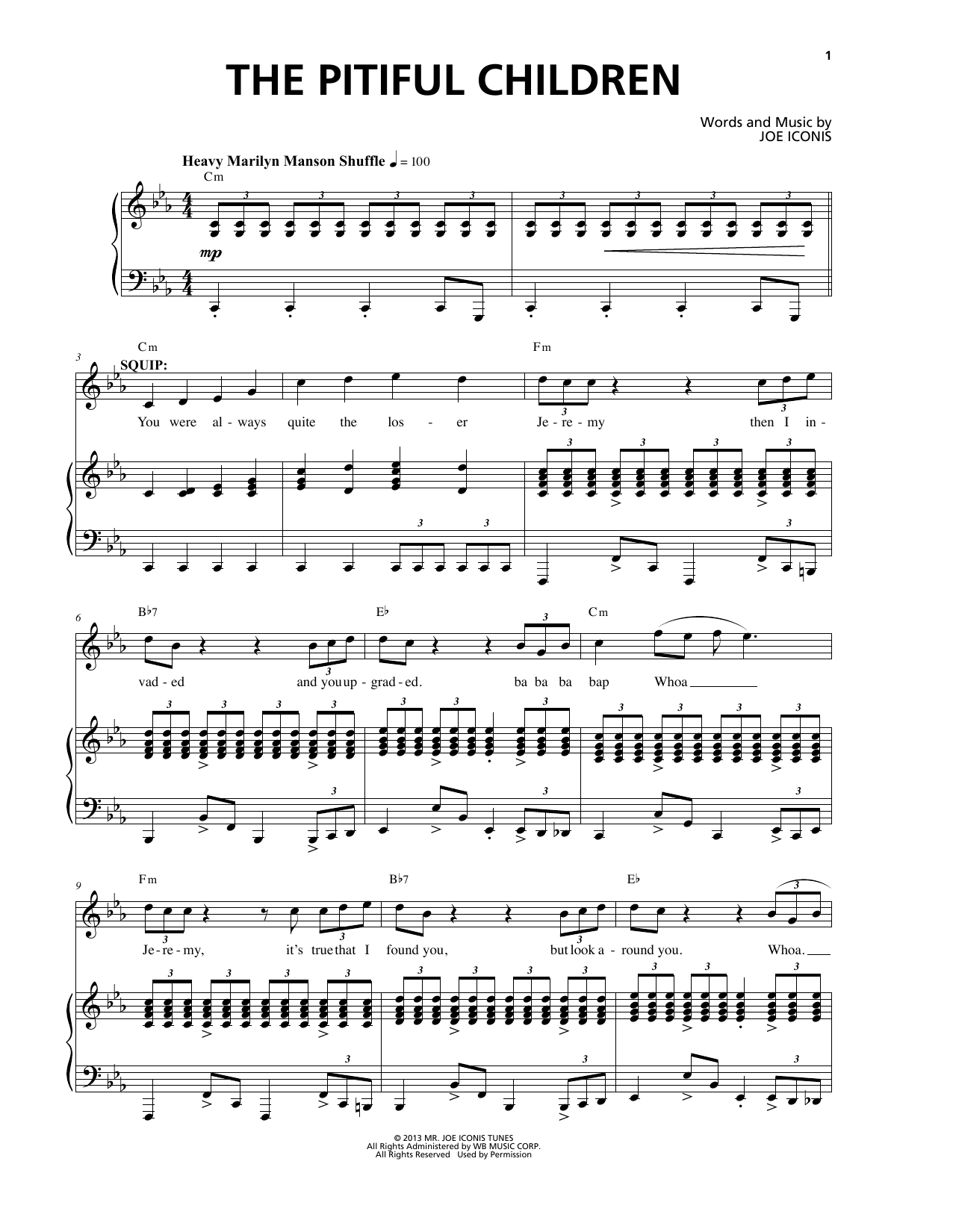 Joe Iconis The Pitiful Children (from Be More Chill) sheet music notes and chords arranged for Piano & Vocal