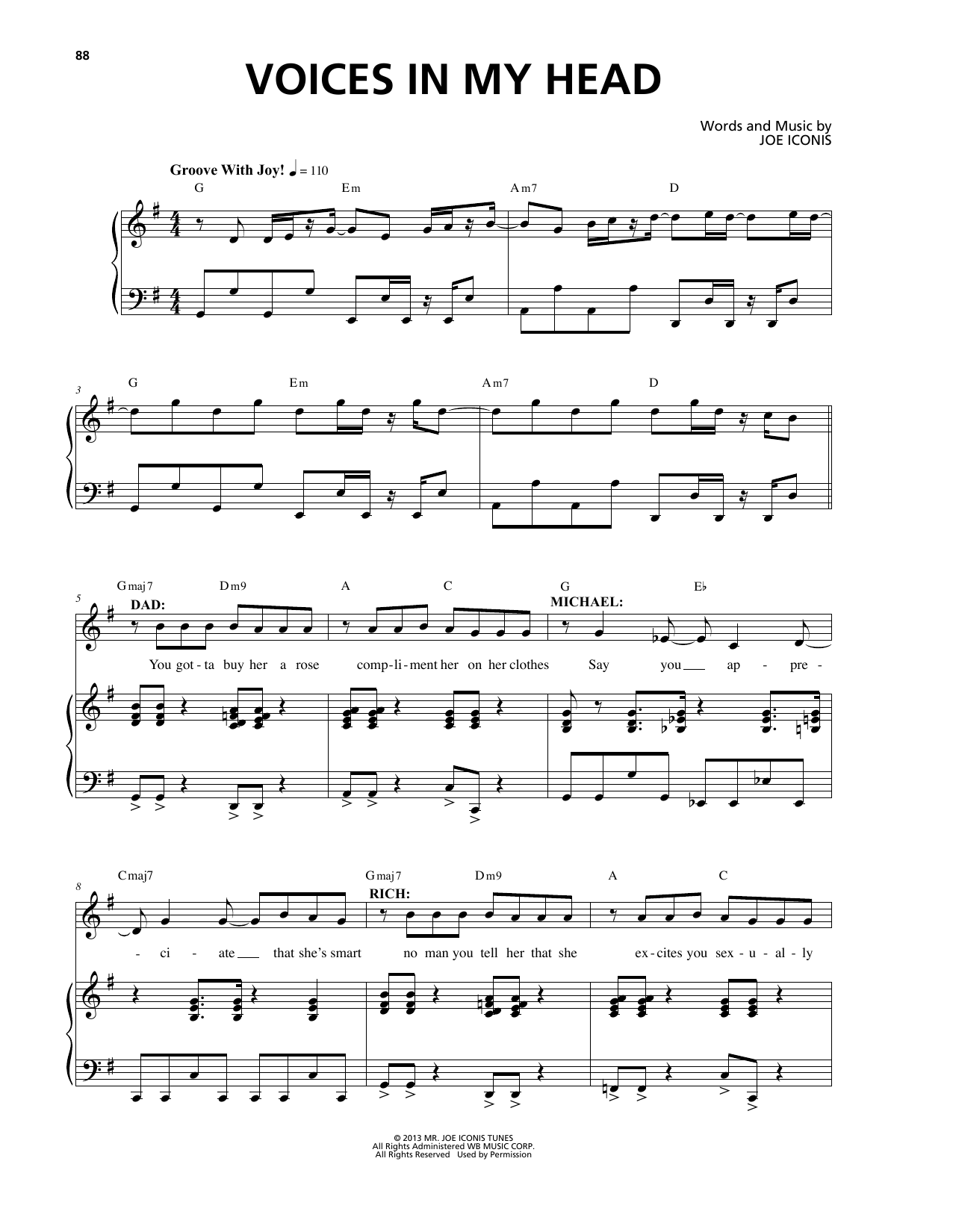 Joe Iconis Voices In My Head (from Be More Chill) sheet music notes and chords arranged for Piano & Vocal
