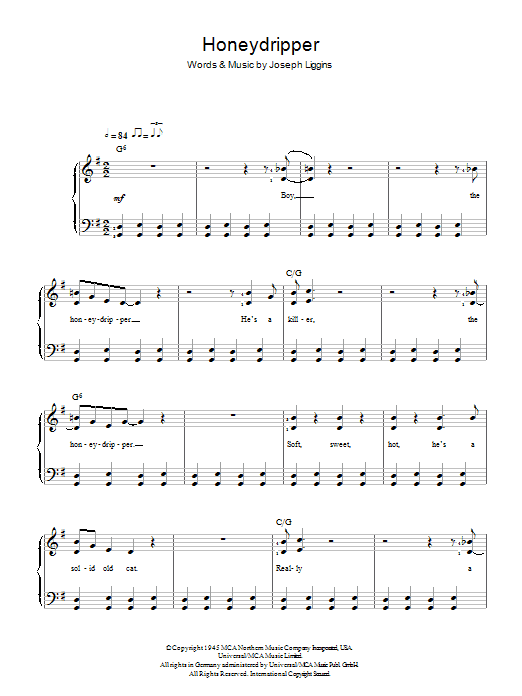 Joe Liggins Honeydripper sheet music notes and chords arranged for Easy Piano