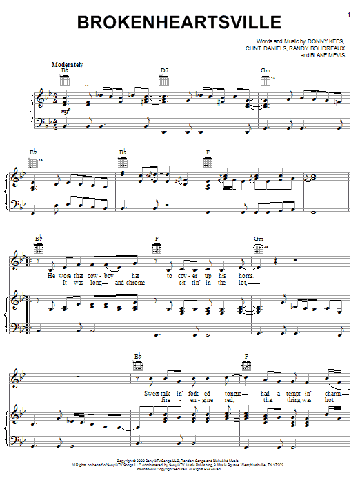 Joe Nichols Brokenheartsville sheet music notes and chords arranged for Piano, Vocal & Guitar Chords (Right-Hand Melody)
