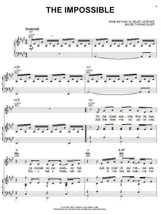 Joe Nichols The Impossible sheet music notes and chords arranged for Piano, Vocal & Guitar Chords (Right-Hand Melody)