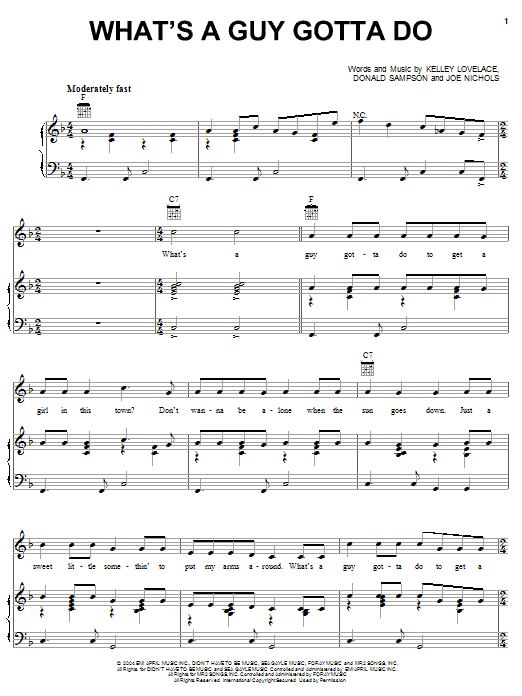Joe Nichols What's A Guy Gotta Do sheet music notes and chords arranged for Piano, Vocal & Guitar Chords (Right-Hand Melody)