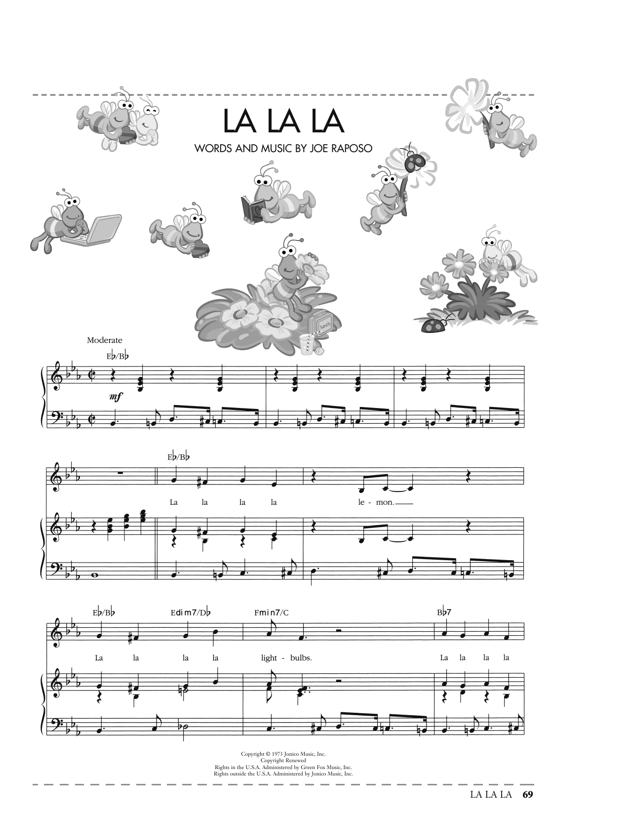 Joe Raposo La La La (from Sesame Street) sheet music notes and chords arranged for Piano, Vocal & Guitar Chords (Right-Hand Melody)