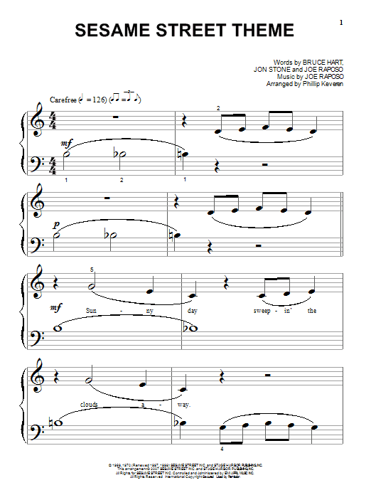 Joe Raposo Sesame Street Theme (arr. Phillip Keveren) sheet music notes and chords arranged for Easy Piano