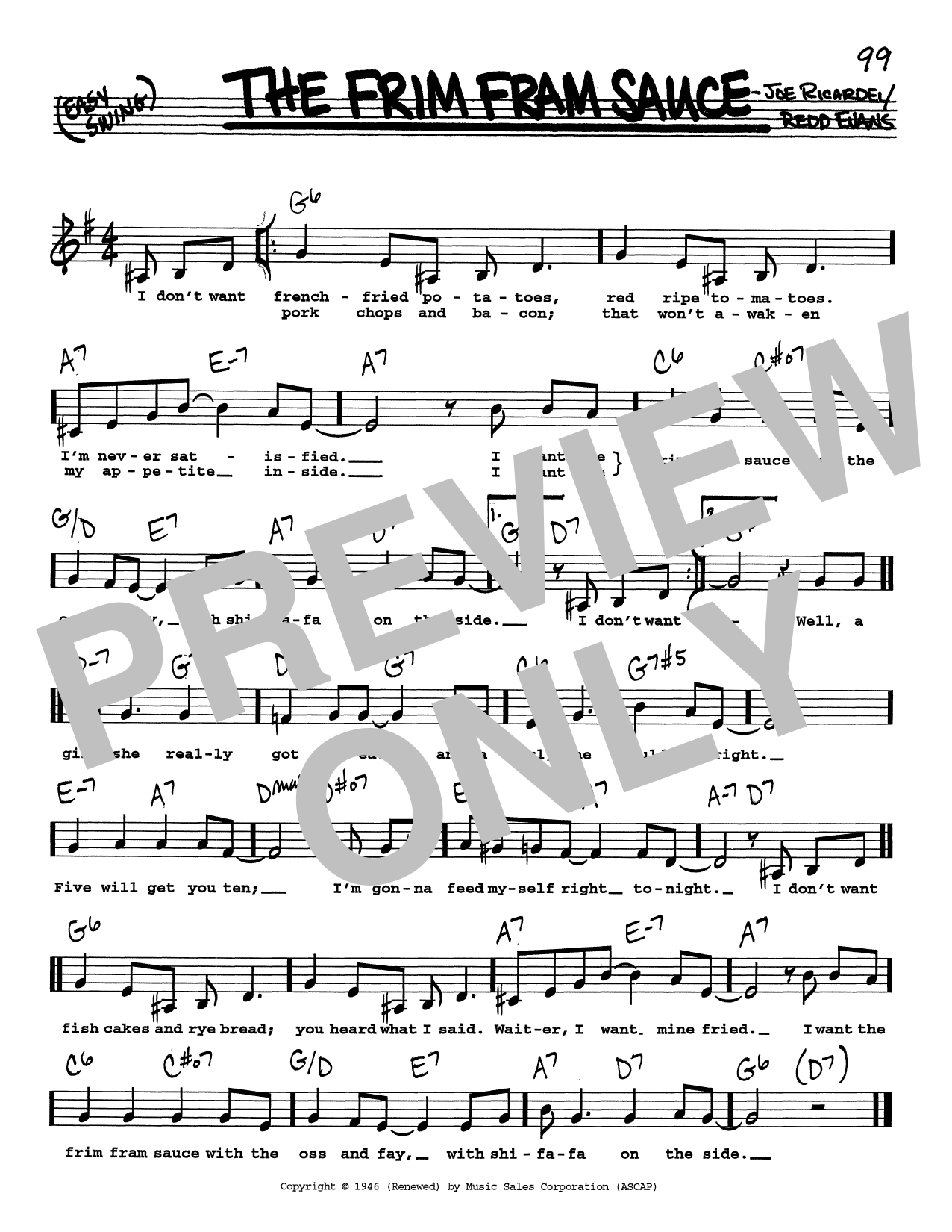 Joe Ricardel The Frim Fram Sauce (Low Voice) sheet music notes and chords arranged for Real Book – Melody, Lyrics & Chords