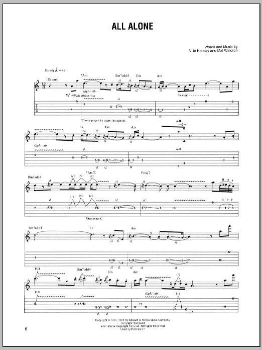 Joe Satriani All Alone sheet music notes and chords arranged for Guitar Tab