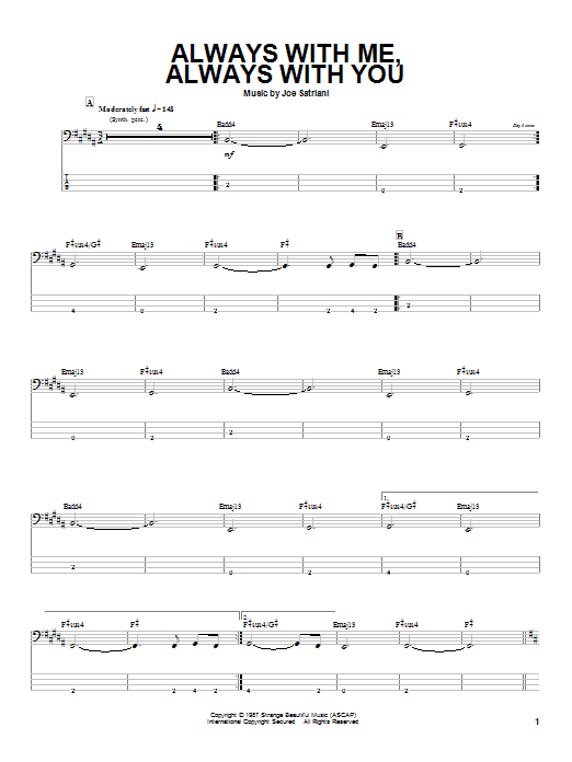 Joe Satriani Always With Me, Always With You sheet music notes and chords arranged for Guitar Tab