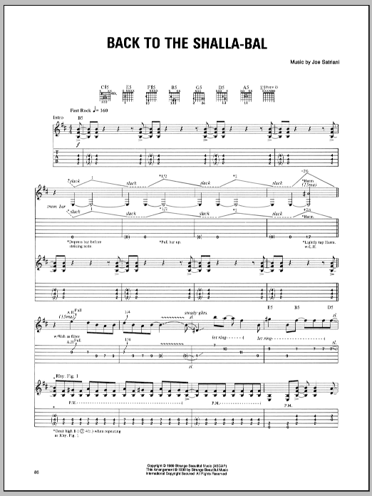 Joe Satriani Back To The Shalla-Bal sheet music notes and chords arranged for Guitar Tab